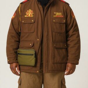 Counter Attack Military Bomber Style Coat Heavyweight Brown Gropcore Size 5XL